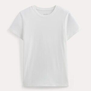 EVERLANE Slim Crew Neck in Essential Cotton in White, Size XL
